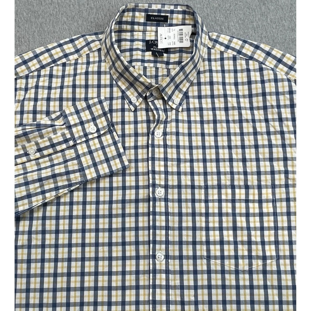 J Crew Shirt Mens XL Plaid Cotton Blend Stretch Classic Fit Button Down NWT